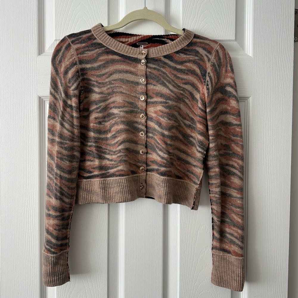 Free People Zebra Wool Cardigan